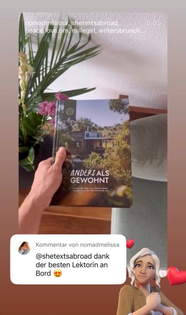 Screenshot „beste Lektorin“ von „Anders als gewohnt“