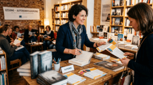 Waschzettel von Autor in Buchhandlung