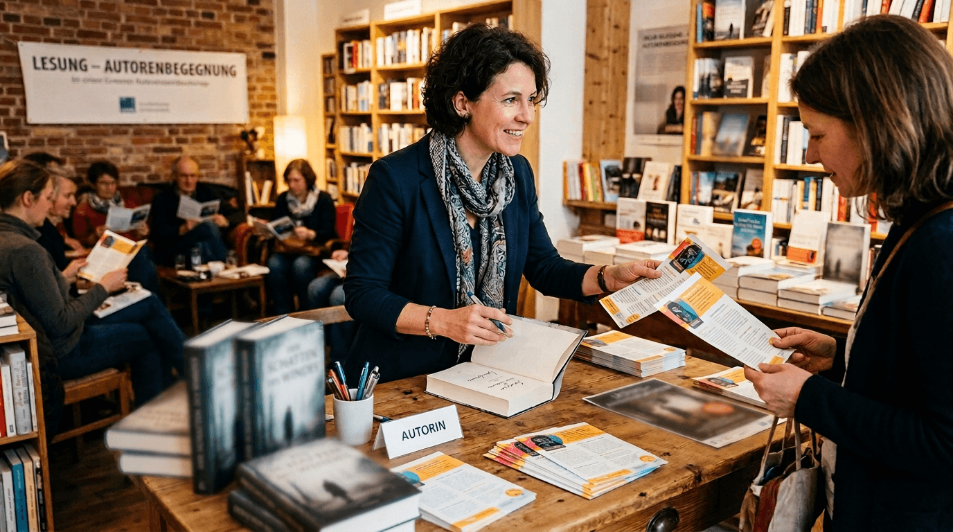 Waschzettel von Autor in Buchhandlung